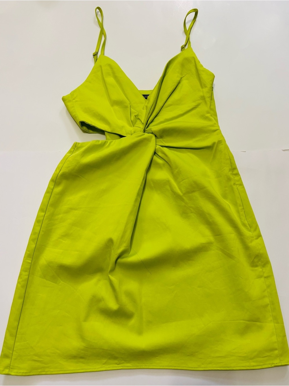 Zara Lime Green Twist-Front Mini Dress - Picture 3 of 5
